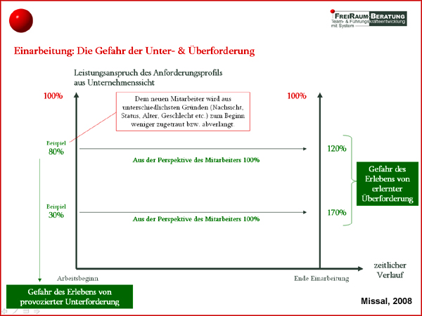 Unterforderung und Überforderung in der Einarbeitung (Bild der FreiRaum-Beratung)